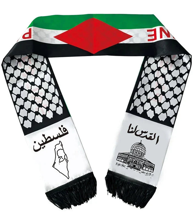 14*130cm Palestine Scarf  Printing Satin Palestinian National Day Scarves Palestine Shawl Country freepalstine