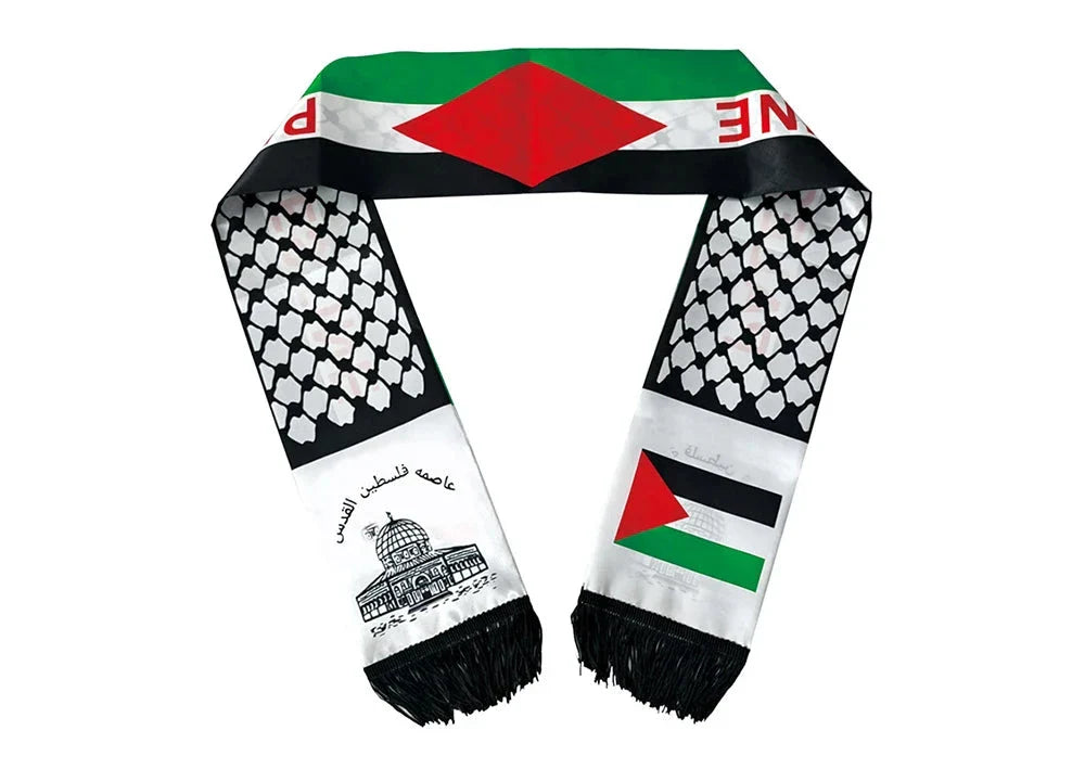 14*130cm Palestine Scarf  Printing Satin Palestinian National Day Scarves Palestine Shawl Country freepalstine
