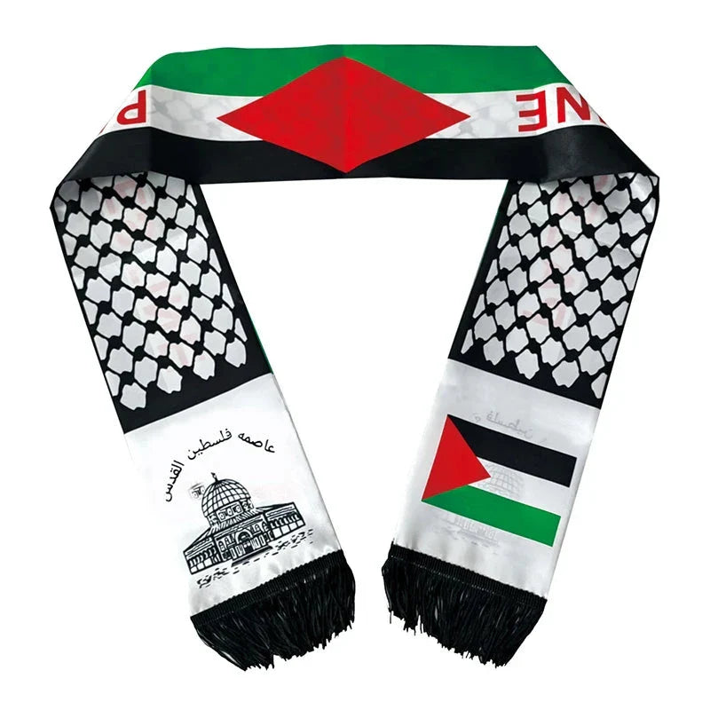 14*130cm Palestine Scarf  Printing Satin Palestinian National Day Scarves Palestine Shawl Country freepalstine